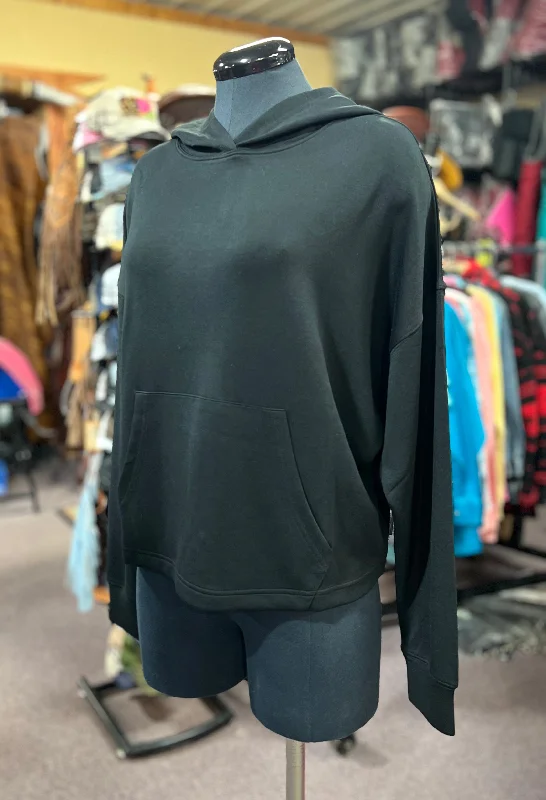 Black Loose Fitting Hoodie Hoodie with V-Neck Classic Versatile