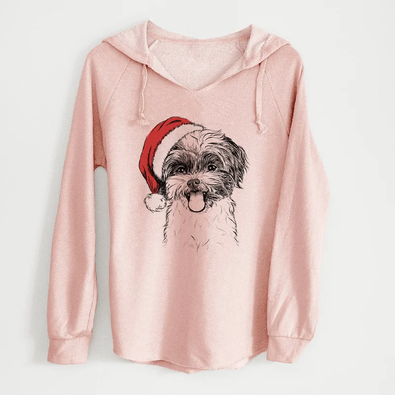 Santa Pepper the Shihpoo - Cali Wave Hooded Sweatshirt Hoodie with Distressed Vintage Worn Santa Pepper the Shihpoo - Cali Wave Hooded Sweatshirt Hoodie with Distressed Vintage Worn