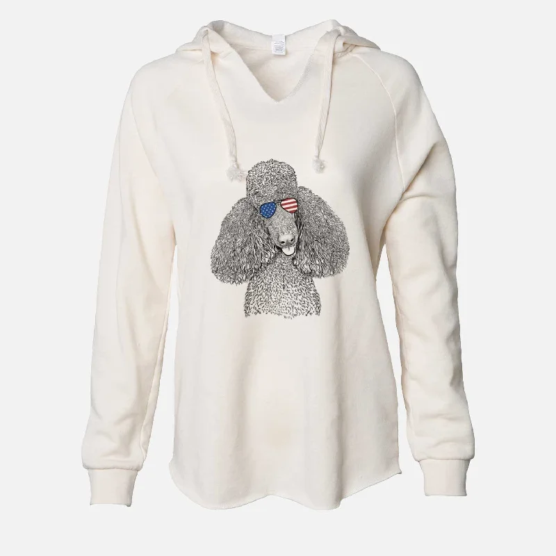 USA Henry the Standard Poodle - Cali Wave Hooded Sweatshirt Hoodie with Drop Shoulder Relaxed Streetwear USA Henry the Standard Poodle - Cali Wave Hooded Sweatshirt Hoodie with Drop Shoulder Relaxed Streetwear
