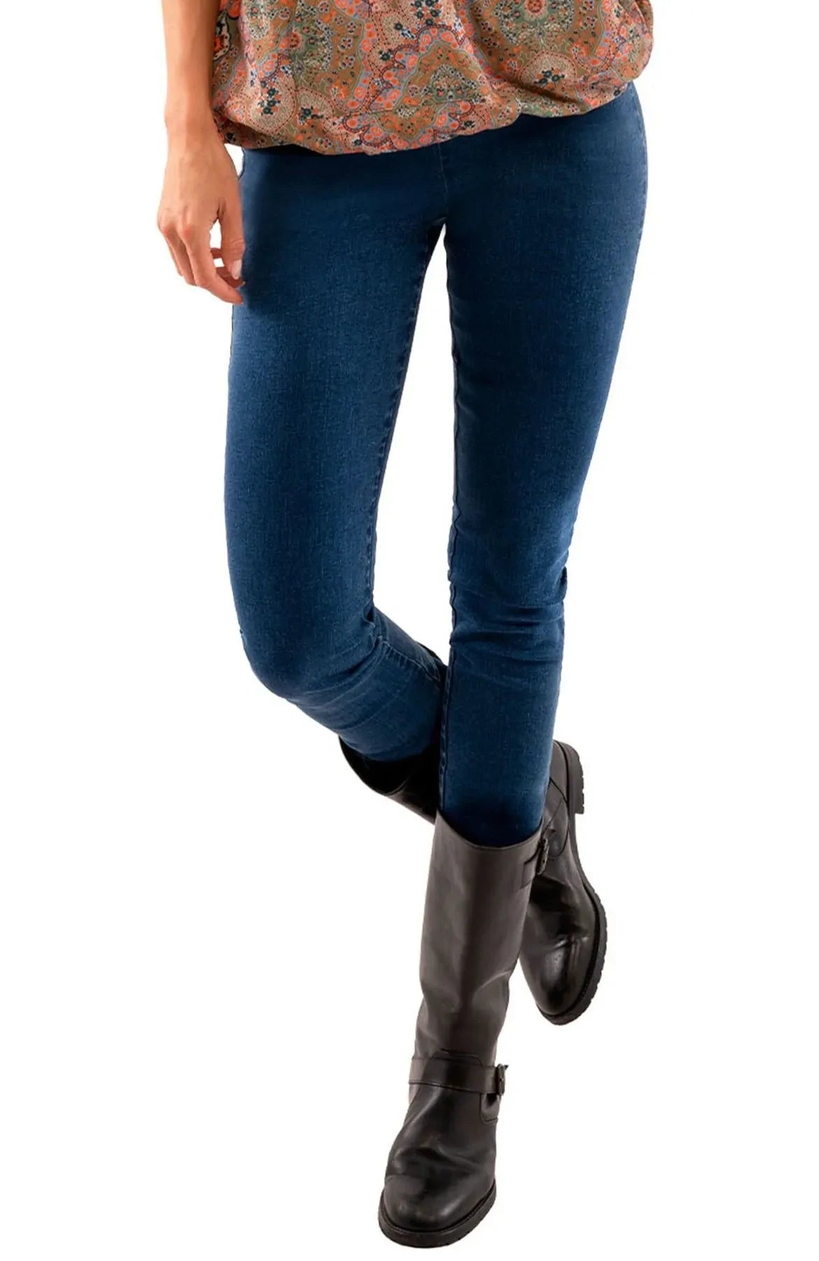 Della Denim Pull On Pant | Dark Wash Elegant Wool Trousers