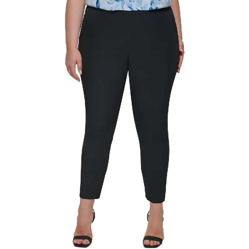 Calvin Klein Womens Plus Mid-Rise Ankle Straight Leg Pants Classic Straight-Leg Pants