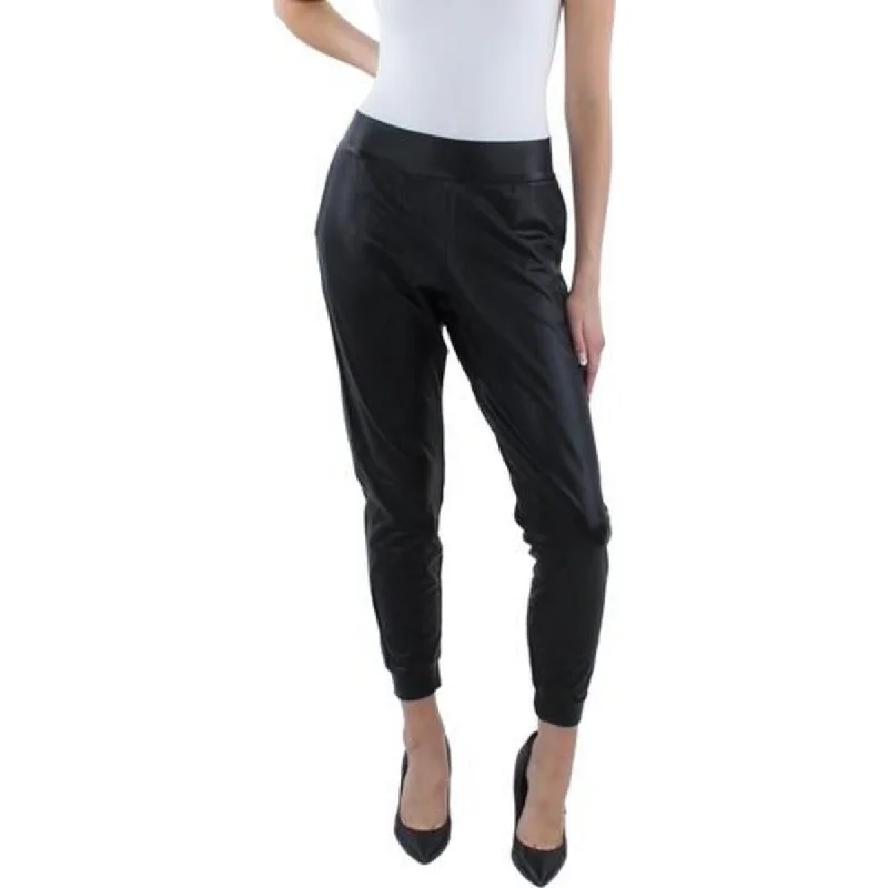 Commando Womens Faux Leather Pull On Ankle Pants Classic Chino Pants