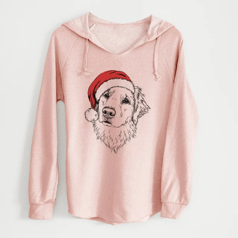 Santa Fiona the Golden Retriever - Cali Wave Hooded Sweatshirt Hoodie with Tied Waist Feminine Flattering Santa Fiona the Golden Retriever - Cali Wave Hooded Sweatshirt Hoodie with Tied Waist Feminine Flattering