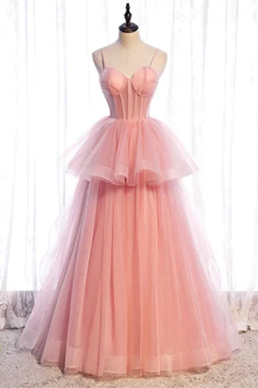 Pink Tulle Layered Long Prom Dresses, Long Pink Formal Evening Dresses, Pink Party Dress WT1448 Tunics Practical easy-care Pink Tulle Layered Long Prom Dresses, Long Pink Formal Evening Dresses, Pink Party Dress WT1448 Tunics Practical easy-care