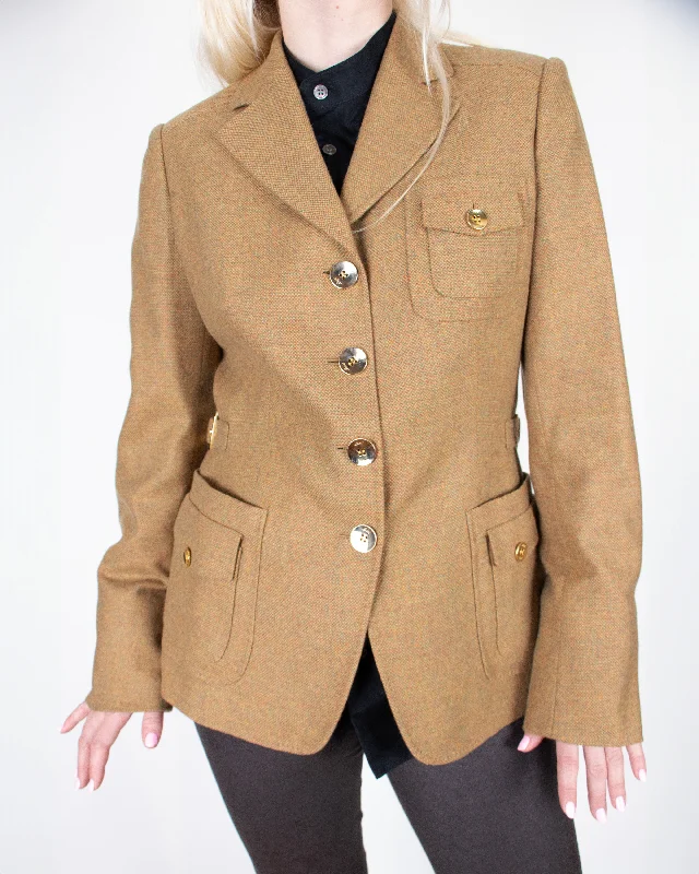 2000s Brioni Camel Wool Blazer M Women's Handmade Blazer