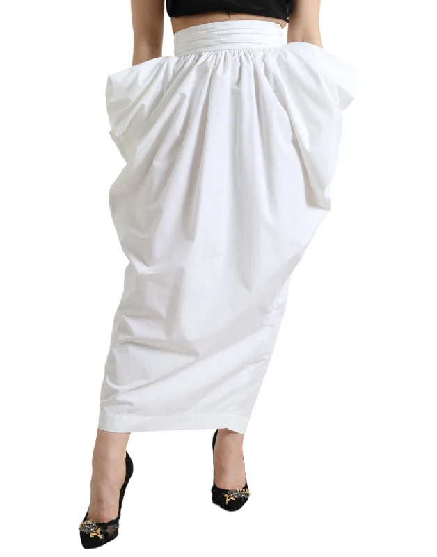 Dolce & Gabbana Elegant High Waist Cotton Maxi Women's Skirt leather skirt sleek
