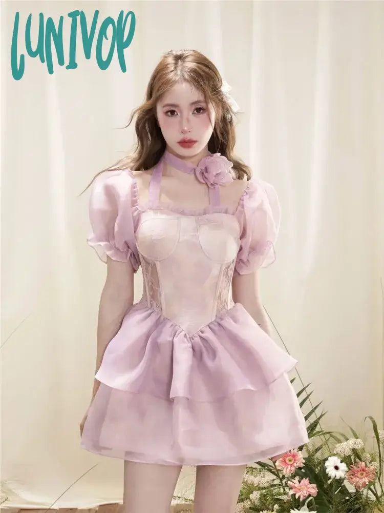 Lunivop Mini Floral Dress Women Summer High Waist Hotsweet Princess Tunic Dress Vintage Girls Sweet Lolita Puff Sleeve Party Dress Tunics Plaid country Lunivop Mini Floral Dress Women Summer High Waist Hotsweet Princess Tunic Dress Vintage Girls Sweet Lolita Puff Sleeve Party Dress Tunics Plaid country