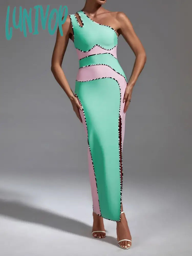 Lunivop New Fashion Women Elegant Luxury One Shoulder Sexy High Split Bodycon Bandage Dress Vestidos De Fiesta Cocktail Party Dresses Tunics Satin smooth Lunivop New Fashion Women Elegant Luxury One Shoulder Sexy High Split Bodycon Bandage Dress Vestidos De Fiesta Cocktail Party Dresses Tunics Satin smooth