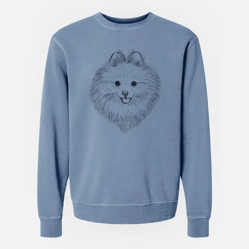 Bare GiGi the Pomeranian - Unisex Pigment Dyed Crew Sweatshirt Hoodie with Hem Detail Decorative Unique Bare GiGi the Pomeranian - Unisex Pigment Dyed Crew Sweatshirt Hoodie with Hem Detail Decorative Unique