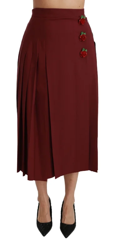Dolce & Gabbana Elegant  High Waist Virgin Wool Women's Skirt belted skirt waist