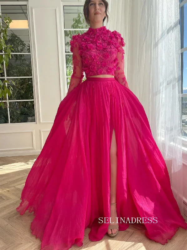 Chic Two Pieces High Neck Chiffon Long Sleeve Prom Dress Elegant Party Dress #kop141 Tunics Modern contemporary Chic Two Pieces High Neck Chiffon Long Sleeve Prom Dress Elegant Party Dress #kop141 Tunics Modern contemporary