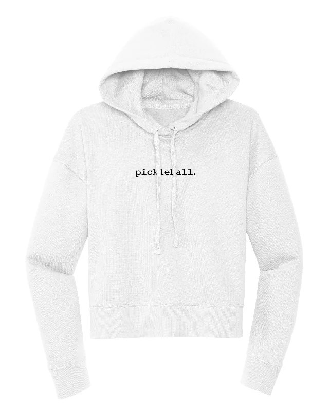 Statement Pickleball Crop Hoodie Women's White Hoodie with Neon Bright Vibrant