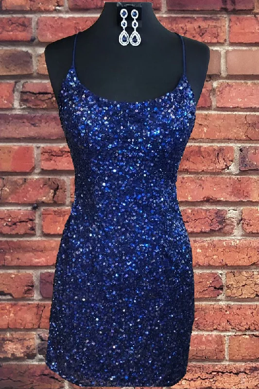Lace-Up Navy Blue Tight Mini Party Dress Tunics Formal black