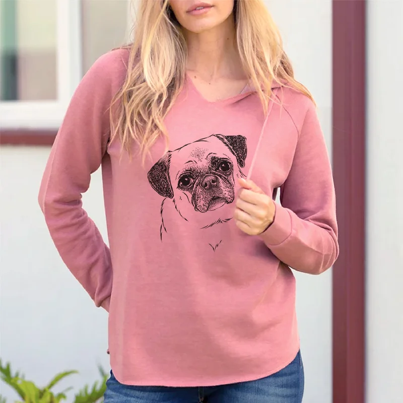 Bare Zoey the Pug - Cali Wave Hooded Sweatshirt Hoodie with Slim Fit Tailored Modern Bare Zoey the Pug - Cali Wave Hooded Sweatshirt Hoodie with Slim Fit Tailored Modern