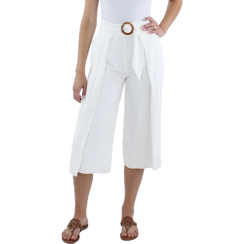 CeCe Womens Petites High Rise Wide Leg Capri Pants Classic Bootcut Trousers