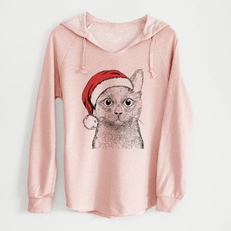 Santa Shadow the Black Cat - Cali Wave Hooded Sweatshirt Hoodie with Elastic Cuffs Stretchable Comfortable