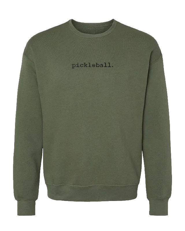Statement Pickleball Crew Neck Sweatshirt Military Green Hoodie with Earth Tones Natural Calm