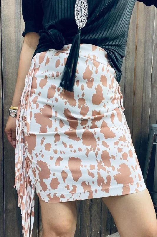 L/camel leopard printed with side tassels skirts for women DLH14230 leather skirt modern