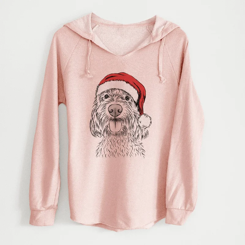 Santa Clover the Cockapoo - Cali Wave Hooded Sweatshirt Hoodie with Front Slit Layering Stylish Santa Clover the Cockapoo - Cali Wave Hooded Sweatshirt Hoodie with Front Slit Layering Stylish