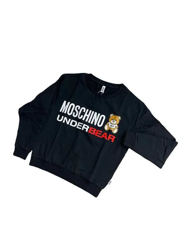 WOMENS MOSCHINO UNDERBEAR SWEATSHIRT - BLACK Hoodie with Toggle Buttons Decorative Unique WOMENS MOSCHINO UNDERBEAR SWEATSHIRT - BLACK Hoodie with Toggle Buttons Decorative Unique