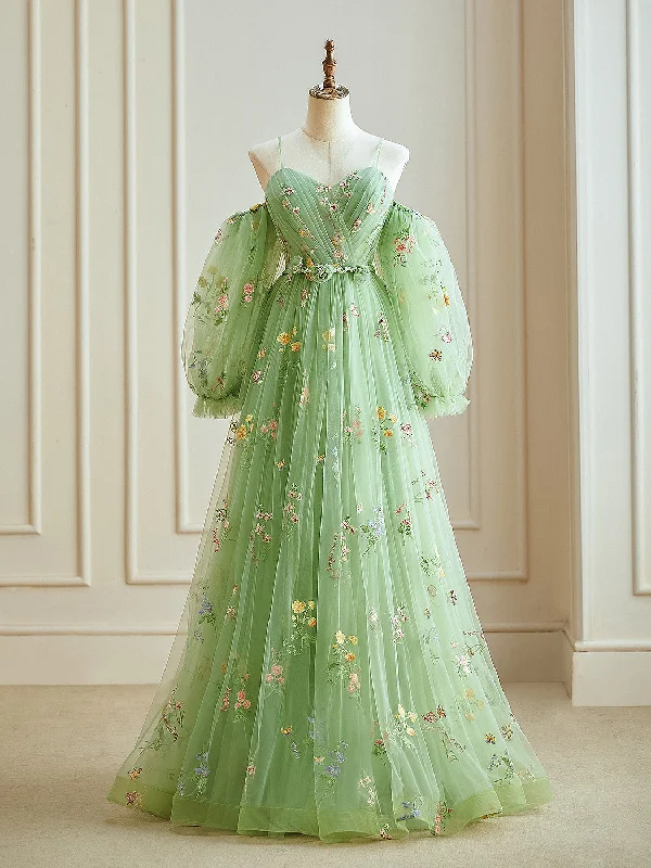 A-Line Sweetheart Neck Tulle Lace Green Long Prom Dress, Green Lace Long Formal Dress Tunics Essential wardrobe A-Line Sweetheart Neck Tulle Lace Green Long Prom Dress, Green Lace Long Formal Dress Tunics Essential wardrobe