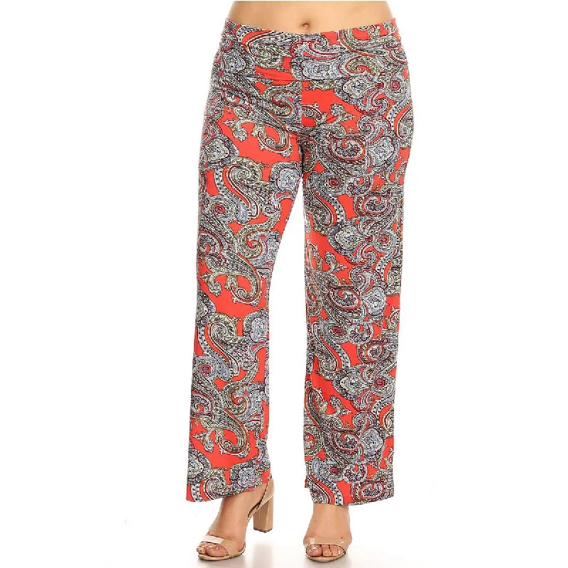 Womens Paisley High Rise Wide Leg Pants Casual Drawstring Pants