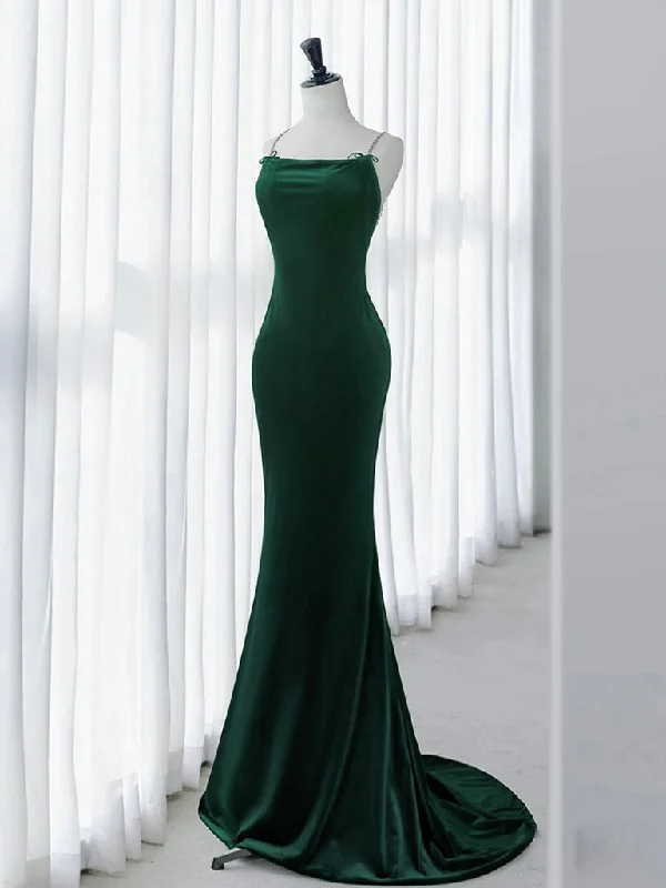 Green Mermaid Velvet Long Prom Dress, Green Long Evening Dress Tunics Cozy comfortable Green Mermaid Velvet Long Prom Dress, Green Long Evening Dress Tunics Cozy comfortable