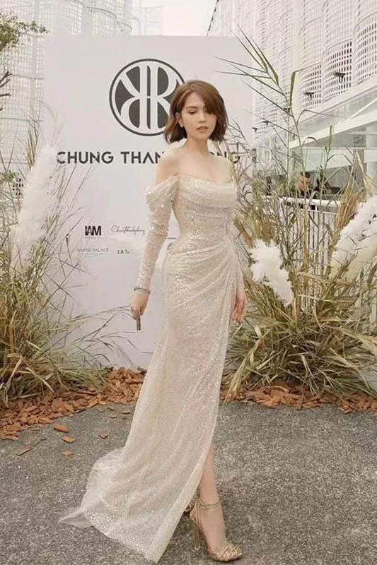Long Sleeves Sequins Side Slit Long Prom Dress Shiny Evening Party Dress OK1640 Tunics Stylish modern Long Sleeves Sequins Side Slit Long Prom Dress Shiny Evening Party Dress OK1640 Tunics Stylish modern