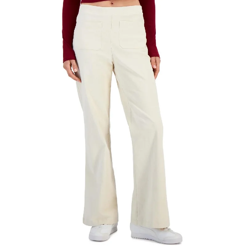 Self E Womens Juniors High Rise Ribbed Wide Leg Pants Casual Lounge Pants