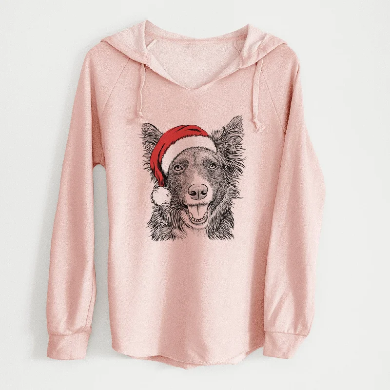 Santa Marti the Border Collie - Cali Wave Hooded Sweatshirt Hoodie with Frayed Bohemian Relaxed Santa Marti the Border Collie - Cali Wave Hooded Sweatshirt Hoodie with Frayed Bohemian Relaxed