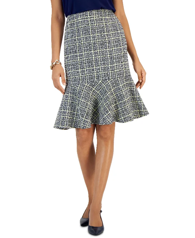 Petite Tweed Flounce Skirt corduroy skirt cozy