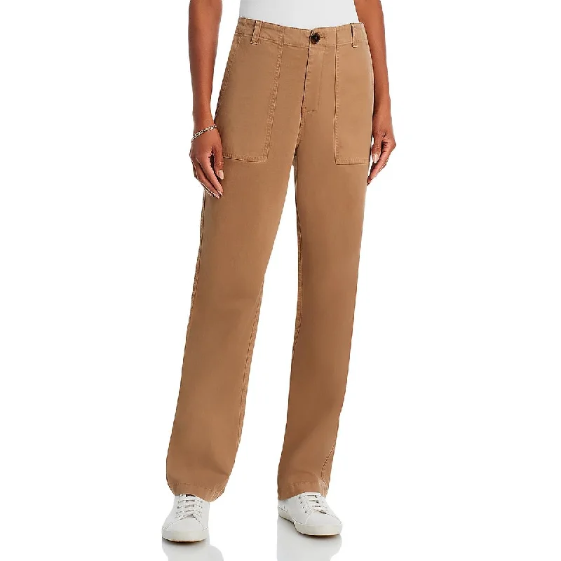 Kule Womens Coated Cotton Straight Leg Pants Cozy Lounge Pants