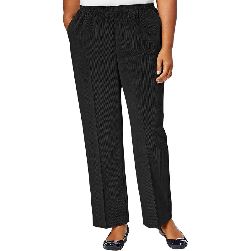 Alfred Dunner Womens Plus Dressy Wear To Work Corduroy Pants Chic Black Leggings