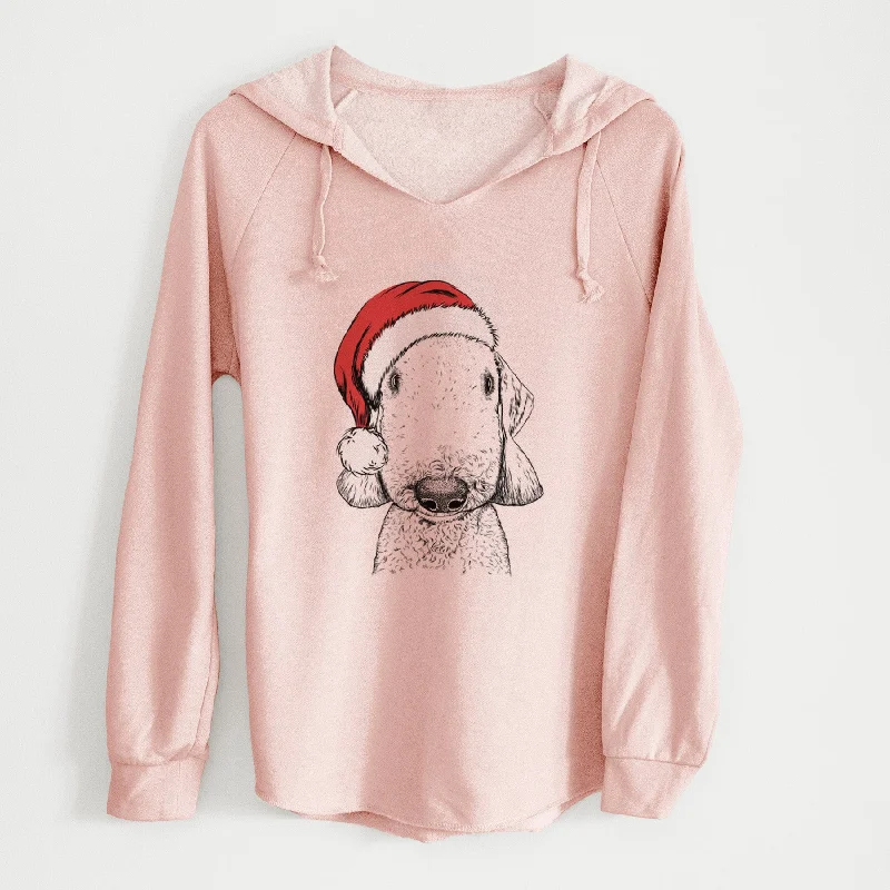 Santa Remington the Bedlington Terrier - Cali Wave Hooded Sweatshirt Hoodie with High Neck Warm Protective Santa Remington the Bedlington Terrier - Cali Wave Hooded Sweatshirt Hoodie with High Neck Warm Protective