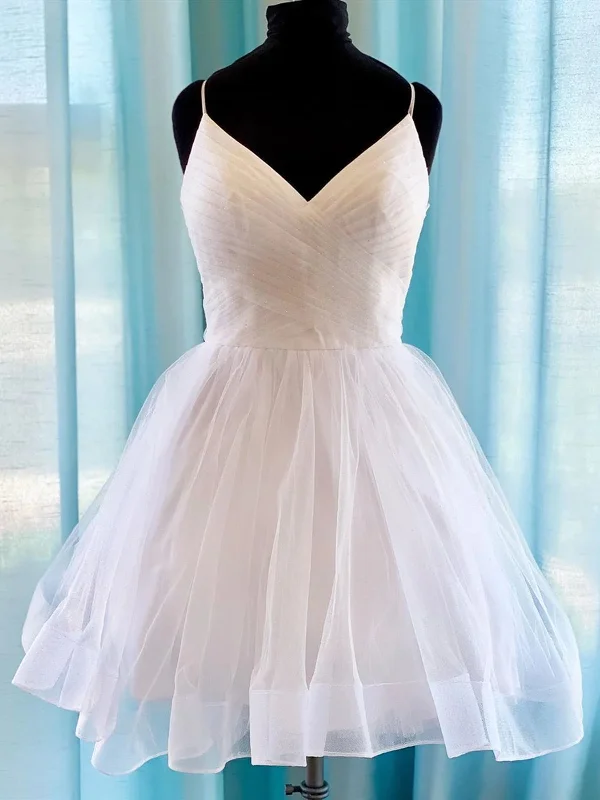 V Neck Short Tulle Prom Dresses, Short Blue White Tulle Formal Homecoming Dresses Tunics Timeless classic V Neck Short Tulle Prom Dresses, Short Blue White Tulle Formal Homecoming Dresses Tunics Timeless classic