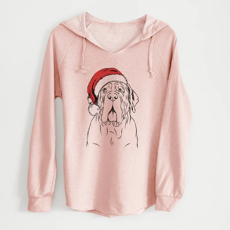 Santa Dinah the Neapolitan Mastiff - Cali Wave Hooded Sweatshirt Hoodie with Slit Hem Functional Movement Santa Dinah the Neapolitan Mastiff - Cali Wave Hooded Sweatshirt Hoodie with Slit Hem Functional Movement