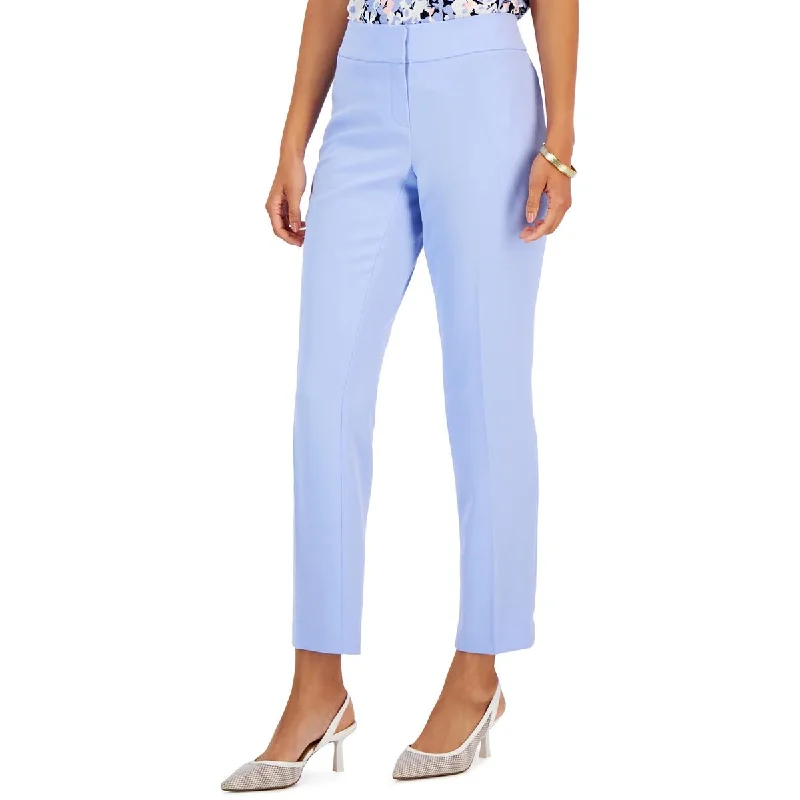 Kasper Womens Petites High Rise Solid Straight Leg Pants Stylish Casual Pants