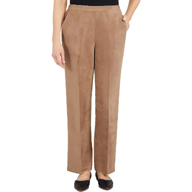 Alfred Dunner Womens Faux Suede Straight Leg Pants Casual Yoga Pants