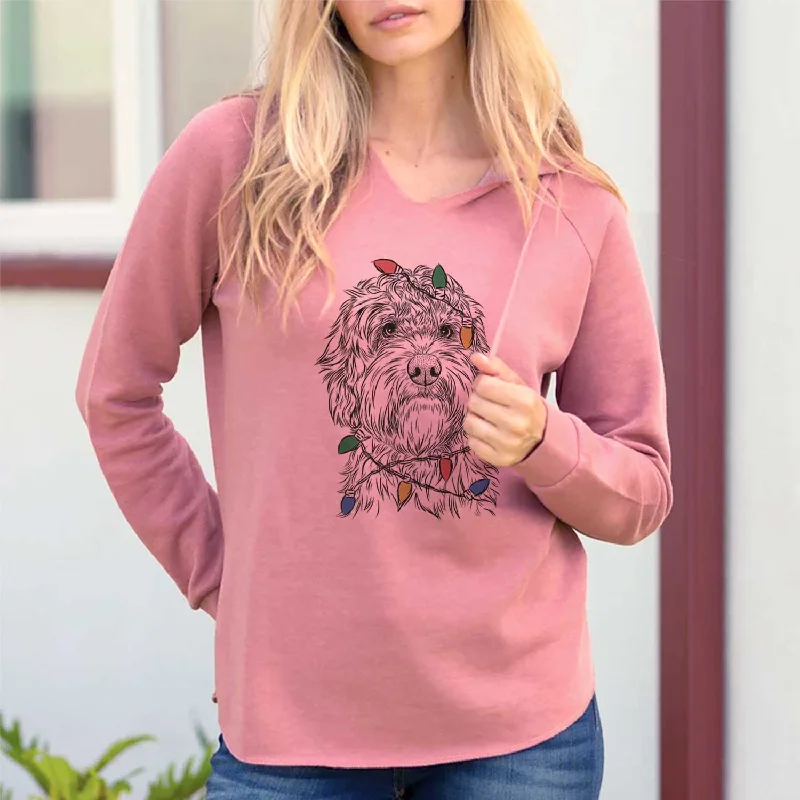 Christmas Lights Huckleberry the Australian Labradoodle - Cali Wave Hooded Sweatshirt Hoodie with V-Neck Classic Versatile Christmas Lights Huckleberry the Australian Labradoodle - Cali Wave Hooded Sweatshirt Hoodie with V-Neck Classic Versatile