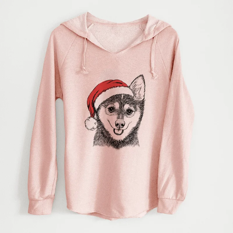 Santa Posey the Alaskan Klee Kai - Cali Wave Hooded Sweatshirt Hoodie with Cropped Fit Short Trendy Santa Posey the Alaskan Klee Kai - Cali Wave Hooded Sweatshirt Hoodie with Cropped Fit Short Trendy