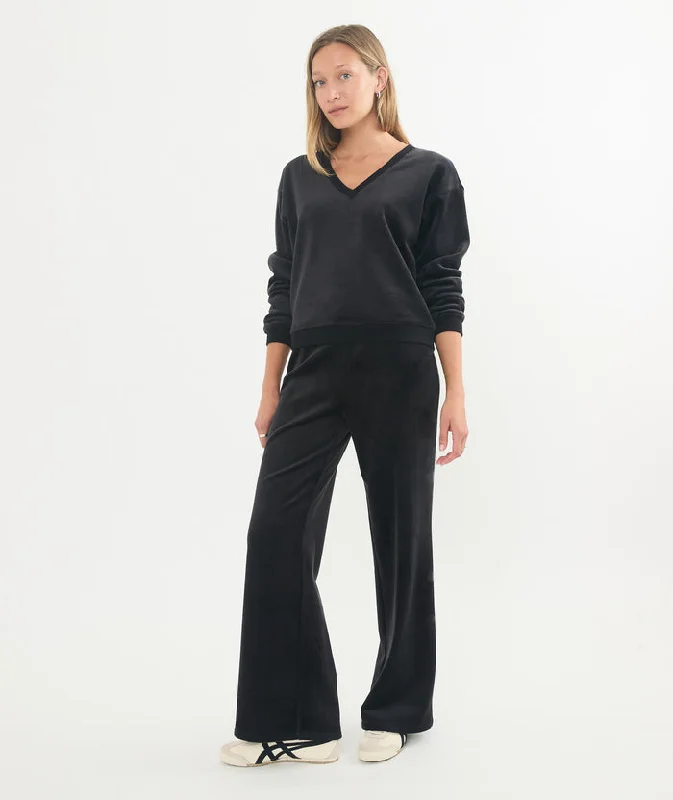 Marine Layer Velour Corduroy Flare Pant Black Slim Fit Casual Pants