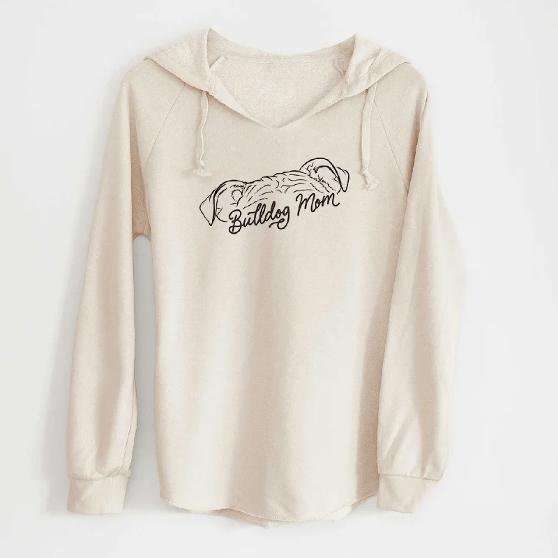Bulldog Mom - Cali Wave Hooded Sweatshirt Hoodie with Typography Text Message