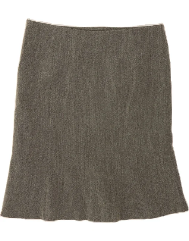 BENETTON Womens Straight Skirt IT 40 Small W30  Grey Herringbone Polyester a-line skirt cut