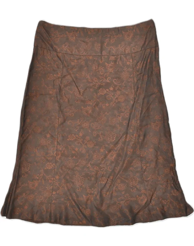 ORSAY Womens Straight Skirt IT 42 Medium W30  Brown Floral Viscose silk skirt lustrous