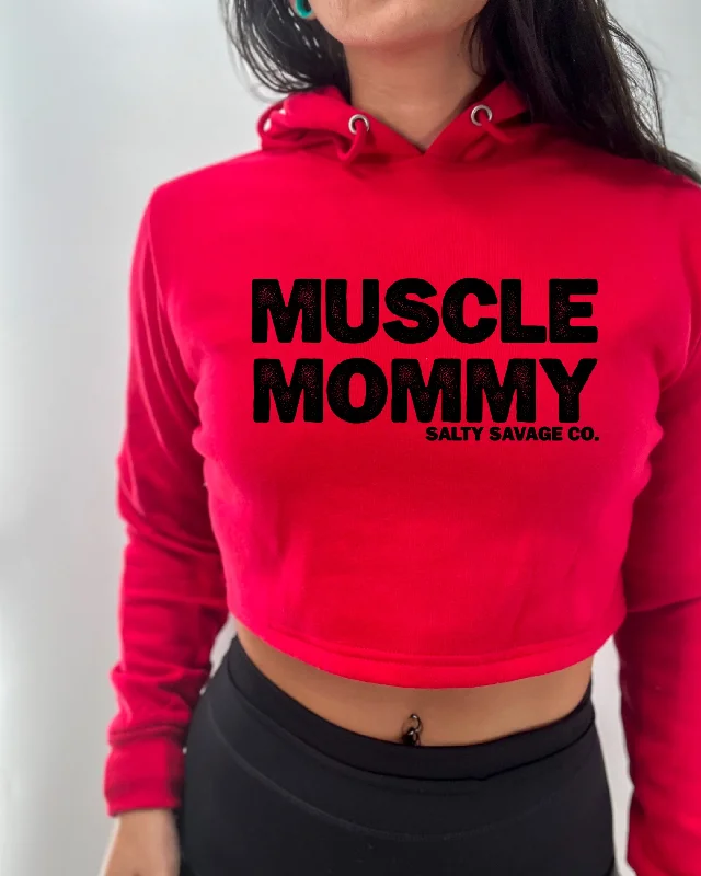 Salty Savage Ladies "MUSCLE MOMMY" Cropped Hoodie Oversized Hoodie Comfort Casual