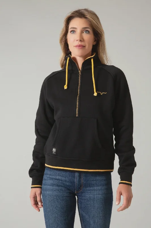 MALTA CROPPED QUARTER ZIP BLACK SWEATSHIRT Hoodie with High-Low Hem Asymmetrical Trendy
