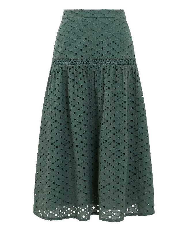 Atol Embroidery Midi Skirt - Tropical Green athletic skirt fit