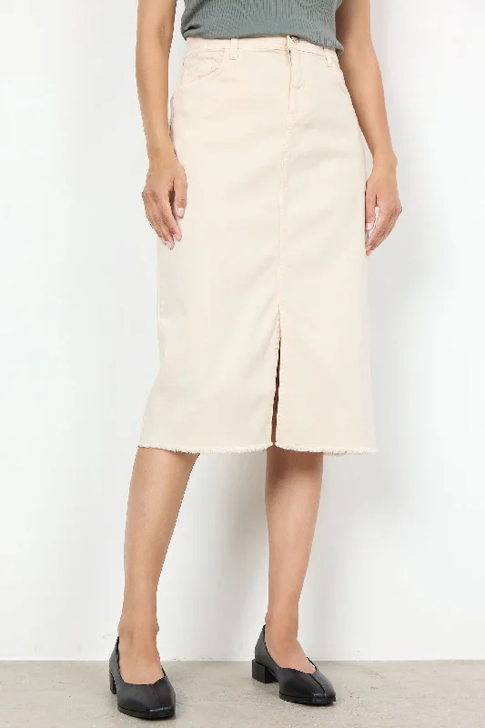 Soya Concept 40570-20 1620-10 SC-Erna 22 Beige Denim Frayed Hem Skirt pencil skirt chic