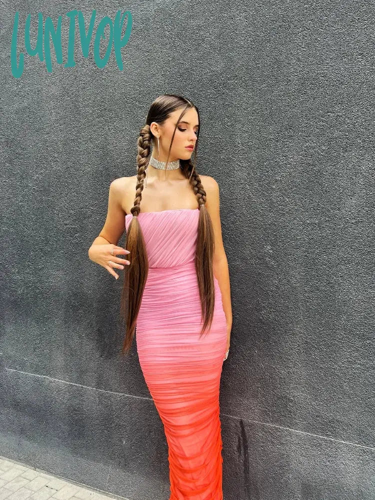 Lunivop Summer Women Maxi Formal Occasion Dress Elegant Strapless Tye Dye Dress Slim Birthday Party Dresses with Split Glittery Long Formal Lunivop Summer Women Maxi Formal Occasion Dress Elegant Strapless Tye Dye Dress Slim Birthday Party Dresses with Split Glittery Long Formal
