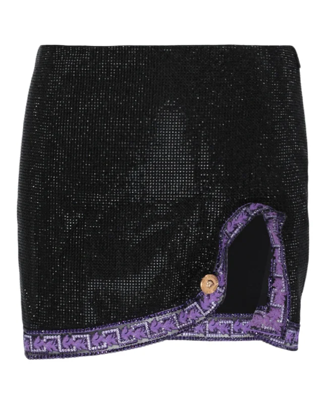 Versace Womens Crystal Embellished Mini Skirt cashmere skirt plush